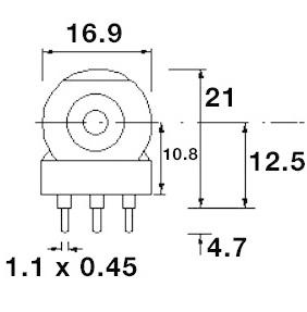 Potmeter met ø4mm as plastic mono-logarithmisch 10K