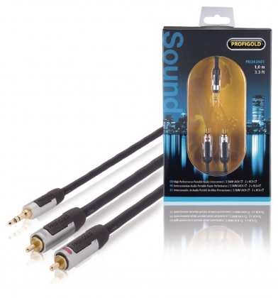 Stereo Audiokabel 3.5 mm Male - 2x RCA Male 1.00 m Antraciet