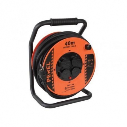 PROFESSIONELE NEOPREEN KABELHASPEL - 40 m - 3G2.5 - 4 STOPCONTACTEN