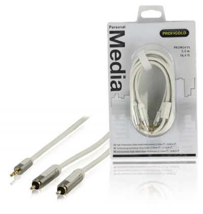 Stereo Audiokabel 3.5 mm Male - 2x RCA Male 5.00 m Wit