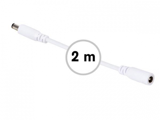 VERLENGSNOER MET DC-VOEDINGSCONNECTOR (MANNELIJK-VROUWELIJK) - 2 m - WIT