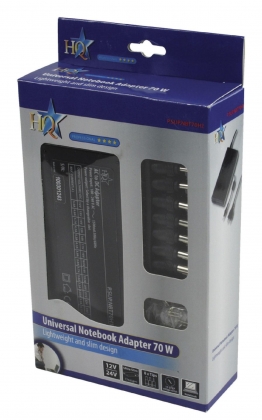 Notebookadapter 12 / 13 / 14 / 15 / 16 / 17 / 18.5 / 19 / 19.5 / 20 / 21 / 22 / 23 / 24 VDC 70 W