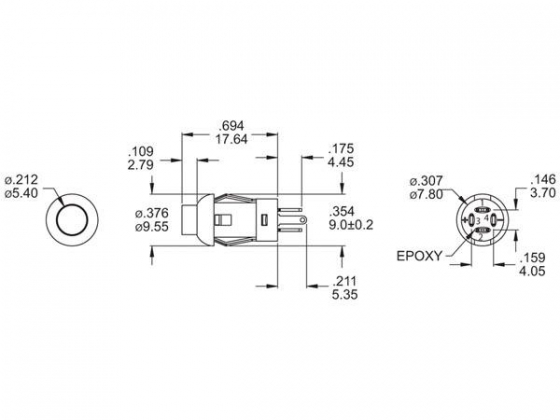 DRUKKNOP - MINIATUUR - ROND - SPST (PULS) - 1P - RODE LED