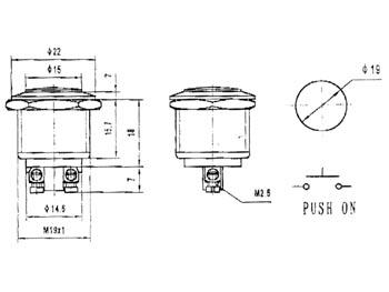 RONDE METALEN DRUKKNOP SPST OFF-(ON)