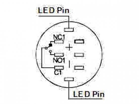 RONDE METALEN PULSDRUKKNOP SPDT 1NO 1NC - WITTE RING