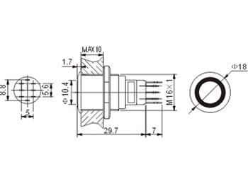 RONDE METALEN SCHAKELAAR SPDT 1NO 1NC - GROENE RING