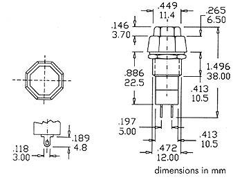 R18-24A DRUKSCHAKELAAR OFF-ON ROOD 3A/125V