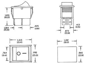 VERMOGEN ROCKERSCHAKELAAR 10A-250V DPDT ON-ON - ZWARTE AFDEKKAP