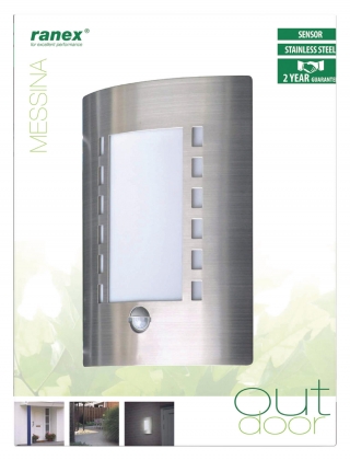 Wandlamp Buiten 60 W Incl. Bewegingssensor Geborsteld Staal