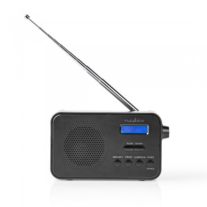 DAB+ Radio | Draagbaar Model | DAB+ / FM | 1.3 " | Zwart-Blauw Scherm | Batterij Gevoed / USB Gevoed | Digitaal | 3.6 W | Bluetooth® | Koptelefoonoutput | Wekker | Slaaptimer | Zwart