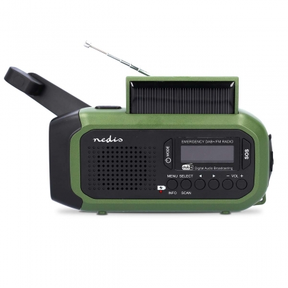 Noodradio | Draagbaar Model | DAB+ / FM | Batterij Gevoed / Handslinger / Solar Powered / USB Gevoed | Wekker | Groen / Zwart