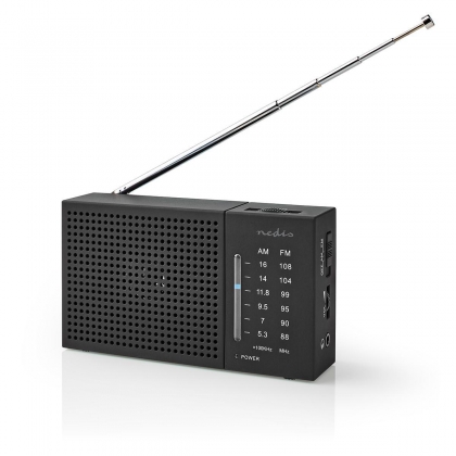 FM-Radio | Draagbaar Model | AM / FM | Batterij Gevoed | Analoog | 1.5 W | Zwart-Wit Scherm | Koptelefoonoutput | IP20 | Zwart