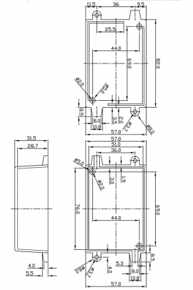 Kunststof behuizing 57 x 82 x 33 mm Zwart ABS