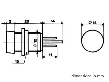 RONDE SIGNAALLAMP 14mm 12V GROEN