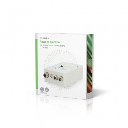 CATV-Versterker | Versterking: 25 dB | 47 - 694 MHz | Outputs: 2 | Versterkingsregelaar | Wit