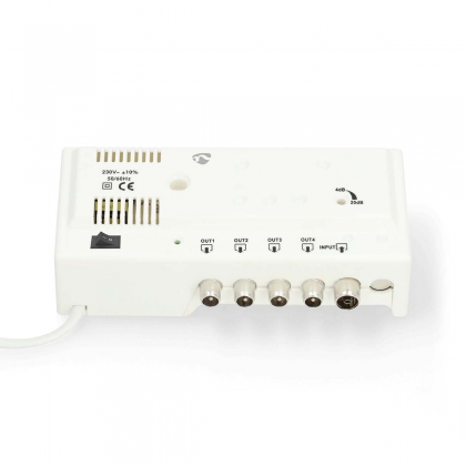 CATV-Versterker | Versterking: 20 dB | 47 - 862 MHz | Outputs: 4 | Versterkingsregelaar | Wit