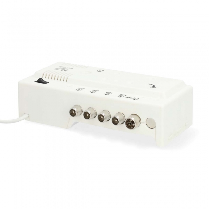 CATV-Versterker | Versterking: 20 dB | 47 - 862 MHz | Outputs: 4 | Versterkingsregelaar | Wit