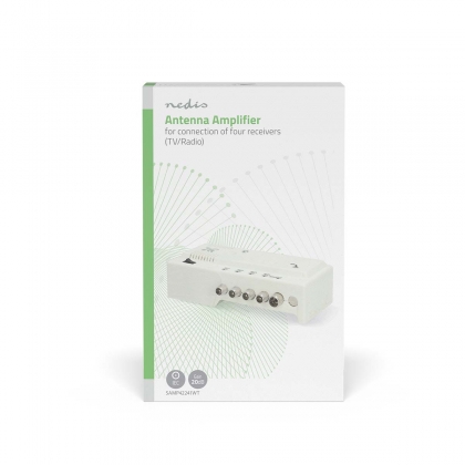 CATV-Versterker | Versterking: 20 dB | 47 - 862 MHz | Outputs: 4 | Versterkingsregelaar | Wit