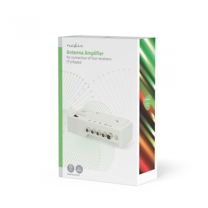 CATV-Versterker | Versterking: 20 dB | 47 - 862 MHz | Outputs: 4 | Versterkingsregelaar | Wit
