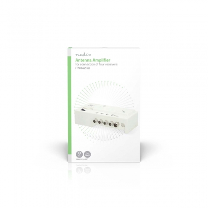 CATV-Versterker | Versterking: 20 dB | 47 - 694 MHz | Outputs: 4 | Versterkingsregelaar | Wit