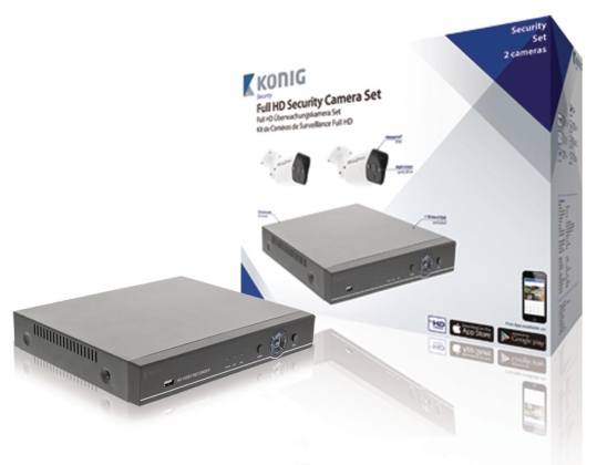 Full HD CCTV-Set met recorder, HDD 1TB + 2x Camera