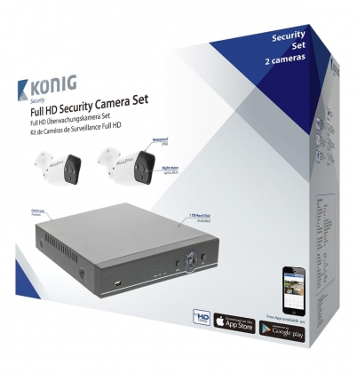 Full HD CCTV-Set met recorder, HDD 1TB + 2x Camera