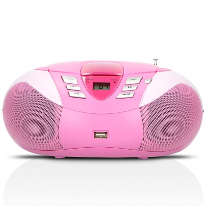 SCD-37 USB Pink Portable FM Radio CD and USB player Pink