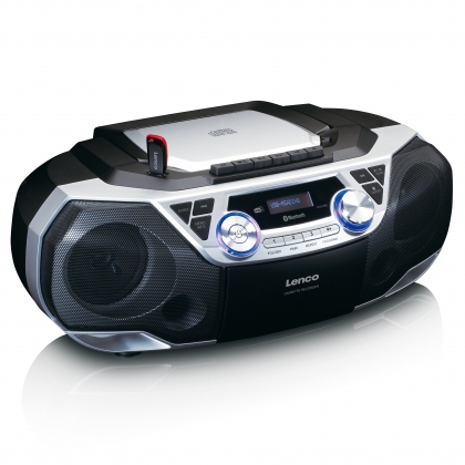 Draagbare Boombox met DAB+/FM-radio, Bluetooth®, CD, cassetterecorder en USB-speler Zilver
