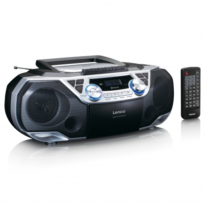 Draagbare Boombox met DAB+/FM-radio, Bluetooth®, CD, cassetterecorder en USB-speler Zilver