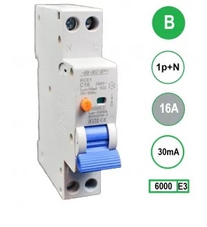 S.E.P. Aardlekautomaat 16A / 30mA B 1P+N 1 MODULE