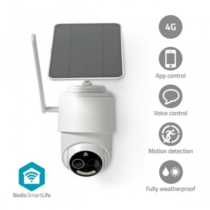 SmartLife Camera voor Buiten | 4G | Full HD | Pan en Tilt | IP65 | Bewegingssensor | Nachtzicht | Wit