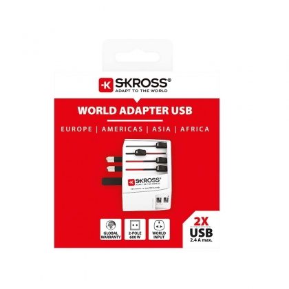 MUV USB (2xA) Compacte 2-polige wereldreisadapter met 2 geïntegreerde USB-poorten
