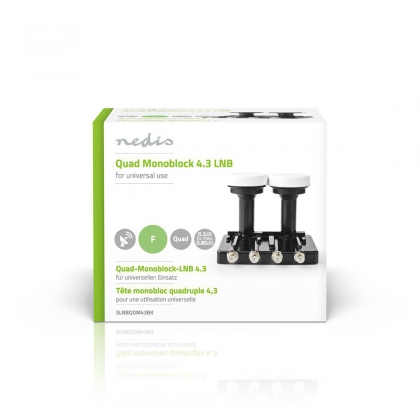 LNB | Quad Monoblock 4,3° | Outputs: 4x F-connector | Ruisbereik: 0.85 dB | Conversiewinst: 52 - 67 dB | Wit | Geschikt voor: Astra1+ / Astra3