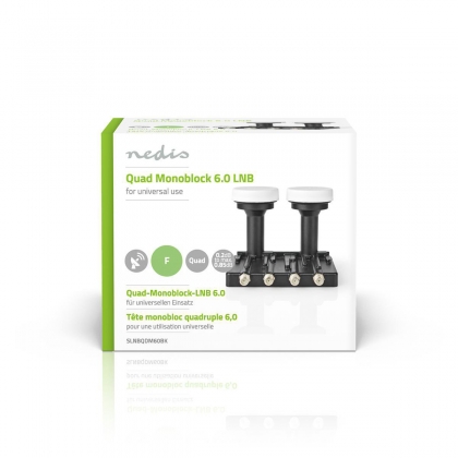 LNB | Quad Monoblock 6° | Outputs: 4x F-connector | Ruisbereik: 0.85 dB | Conversiewinst: 52 - 67 dB | Zwart | Geschikt voor: Astra+ / Hotbird