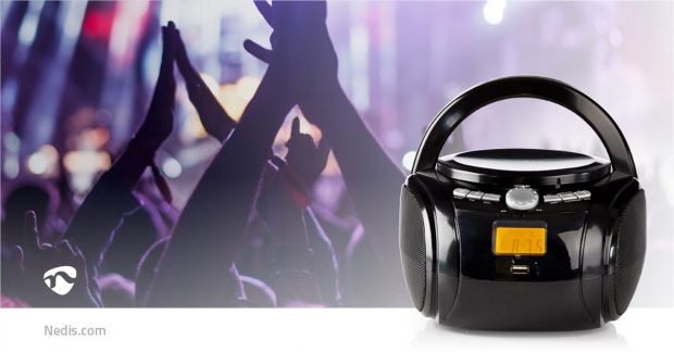 CD-Speler Boombox | Batterij Gevoed / Netvoeding | Stereo | 9 W | Bluetooth® | FM | USB-weergave | Handgreep | Zwart