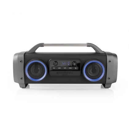 Bluetooth® Party Boombox | 12 hrs | 2.2 | 60 W | Media afspeelmogelijkheden: AUX / Micro-SD / Radio / USB | IPX4 | Koppelbaar | Handgreep | Feestverlichting | Grijs / Zwart