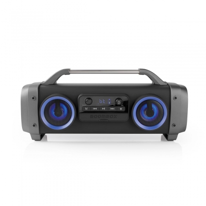 Bluetooth® Party Boombox | 12 hrs | 2.2 | 60 W | Media afspeelmogelijkheden: AUX / Micro-SD / Radio / USB | IPX4 | Koppelbaar | Handgreep | Feestverlichting | Grijs / Zwart