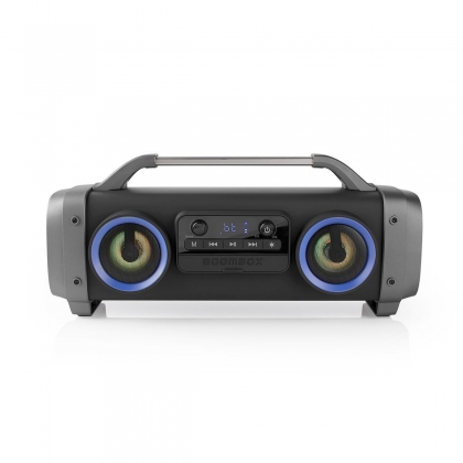 Bluetooth® Party Boombox | 12 hrs | 2.2 | 60 W | Media afspeelmogelijkheden: AUX / Micro-SD / Radio / USB | IPX4 | Koppelbaar | Handgreep | Feestverlichting | Grijs / Zwart