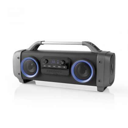 Bluetooth® Party Boombox | 12 hrs | 2.2 | 60 W | Media afspeelmogelijkheden: AUX / Micro-SD / Radio / USB | IPX4 | Koppelbaar | Handgreep | Feestverlichting | Grijs / Zwart