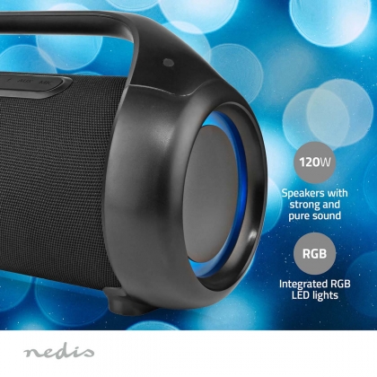 Bluetooth® Party Boombox | 9.5 uur | 2.1 | 120 W | Media afspeelmogelijkheden: AUX / USB | IPX5 | Koppelbaar | Handgreep | Feestverlichting | Zwart