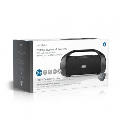 Bluetooth® Party Boombox | 9.5 uur | 2.1 | 120 W | Media afspeelmogelijkheden: AUX / USB | IPX5 | Koppelbaar | Handgreep | Feestverlichting | Zwart