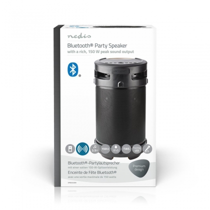 Bluetooth® Party Boombox | 3.5 uur | 4.1 | 210 W | Media afspeelmogelijkheden: AUX / USB | IPX5 | Koppelbaar | Handgreep | Feestverlichting | Zilver / Zwart