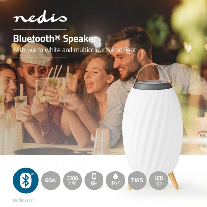 Bluetooth® Speaker met Sfeerverlichting | 6 uur | Ambiance Design | 60 W | Mono | RGB / Warm Wit | IPX5 | Koppelbaar | Grijs / Wit