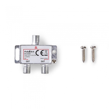 CATV-Splitter | 5 - 1000 MHz | Tussenschakeldemping: 4.2 dB | Outputs: 2 | 75 Ohm | Zink