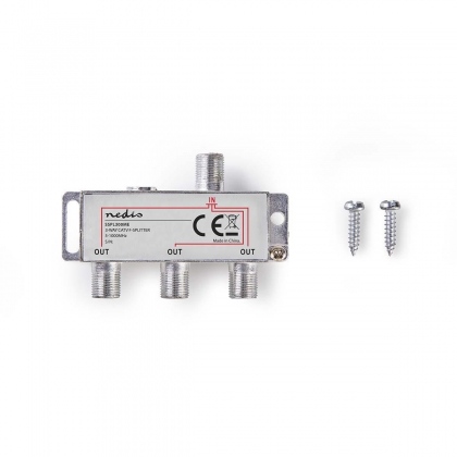 CATV-Splitter | 5 - 1000 MHz | Tussenschakeldemping: 6.8 dB | Outputs: 3 | 75 Ohm | Zink Legering