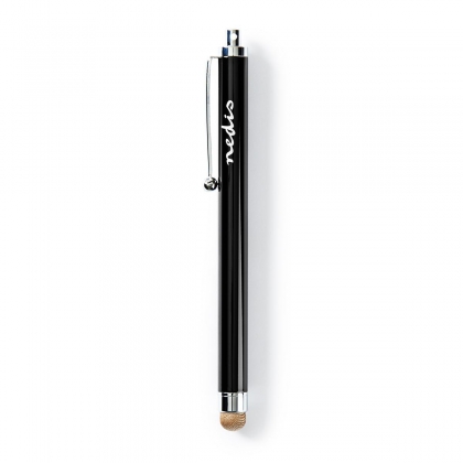 Stylus Pen | Gebruikt voor: Smartphone / Tablet | Koperdoek Tip | 1 Stuks | Met clip | Zwart