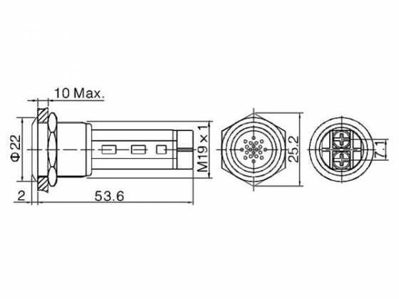 BUZZER - ROESTVRIJ STAAL - VOOR INBOUW - 19mm