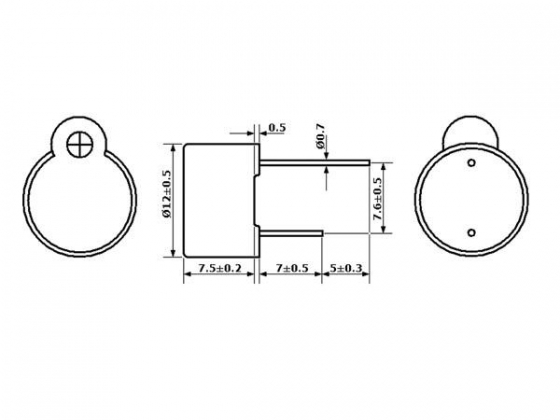 MICRO BUZZER VOOR PRINTMONTAGE 12Vdc - VERZEGELD