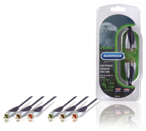 Component Videokabel 3x RCA Male - 3x RCA Male 1.00 m Zwart