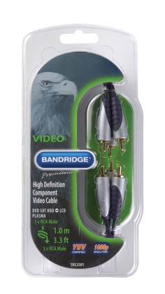 Component Videokabel 3x RCA Male - 3x RCA Male 1.00 m Zwart